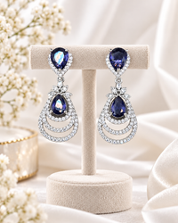 AD Cubic Zirconia Tiered Drop Earrings