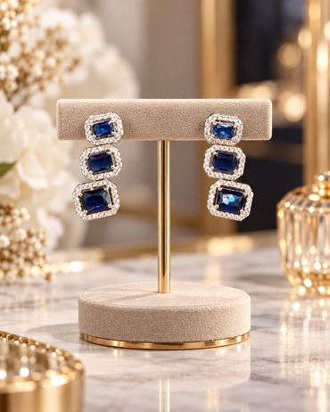 Sapphire Triple Cut Dangle Earrings