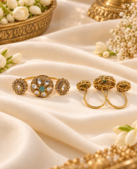 Floral Three-Finger Kundan Ring