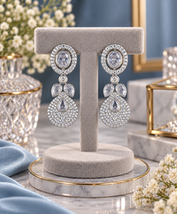 Pavé Teardrop American Diamond Drop Earrings