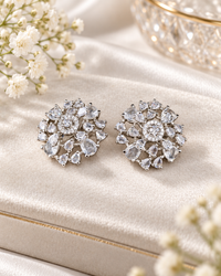 Round Bloom American Diamond Studs
