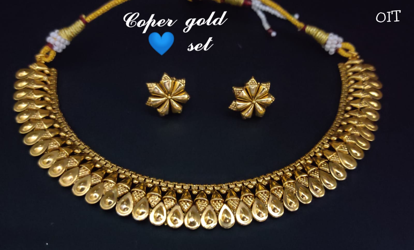 Premium Copper Gold Finish Necklace and Studs