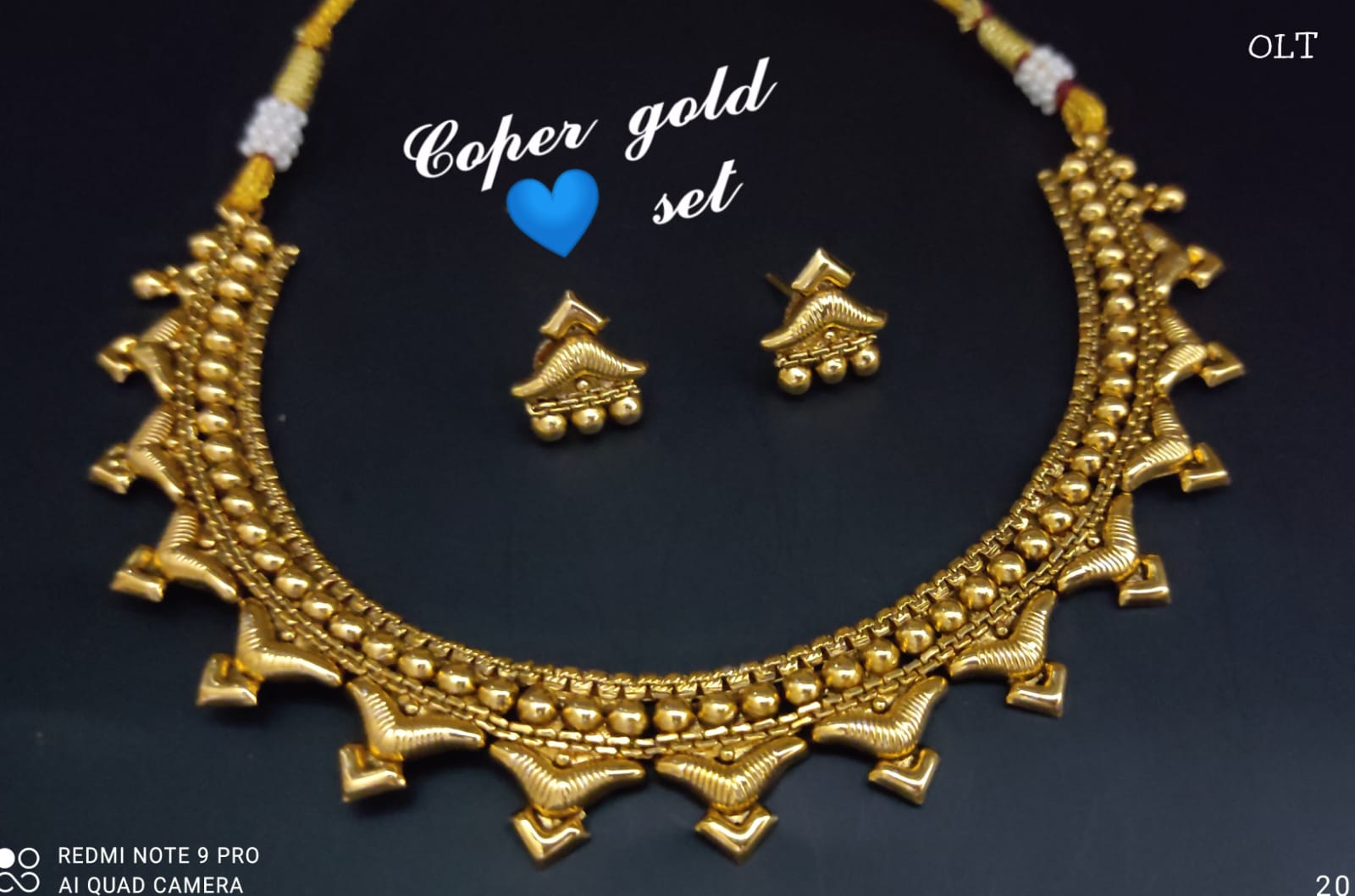 Temple Choker Set – Warm Copper-Gold Finish with Beaded Accents