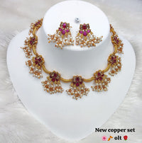 Gold Plated Kundan Stone Temple Jewellery Set