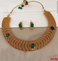 Matte Gold Broad Hasli Choker with Emerald-Cut Stones