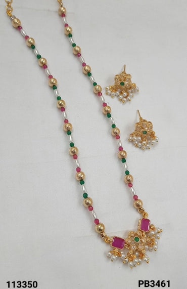 Gold Plated Temple Long Jewellery Set