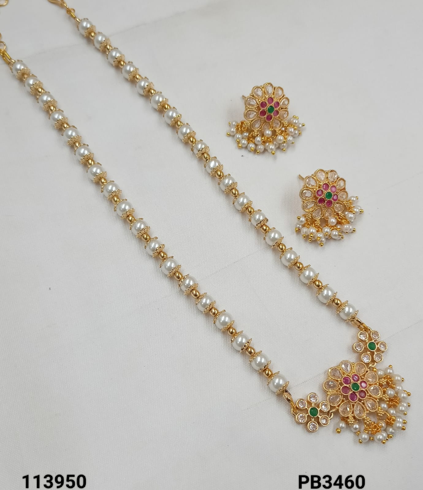 Gold Plated Temple Long Jewellery Set