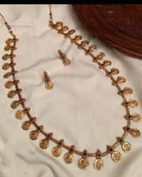 Traditional Lakshmi Coin Necklace and Earring Set – Temple Jewelry Style