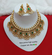Prime High-Quality Temple Choker Necklace Set with Earrings