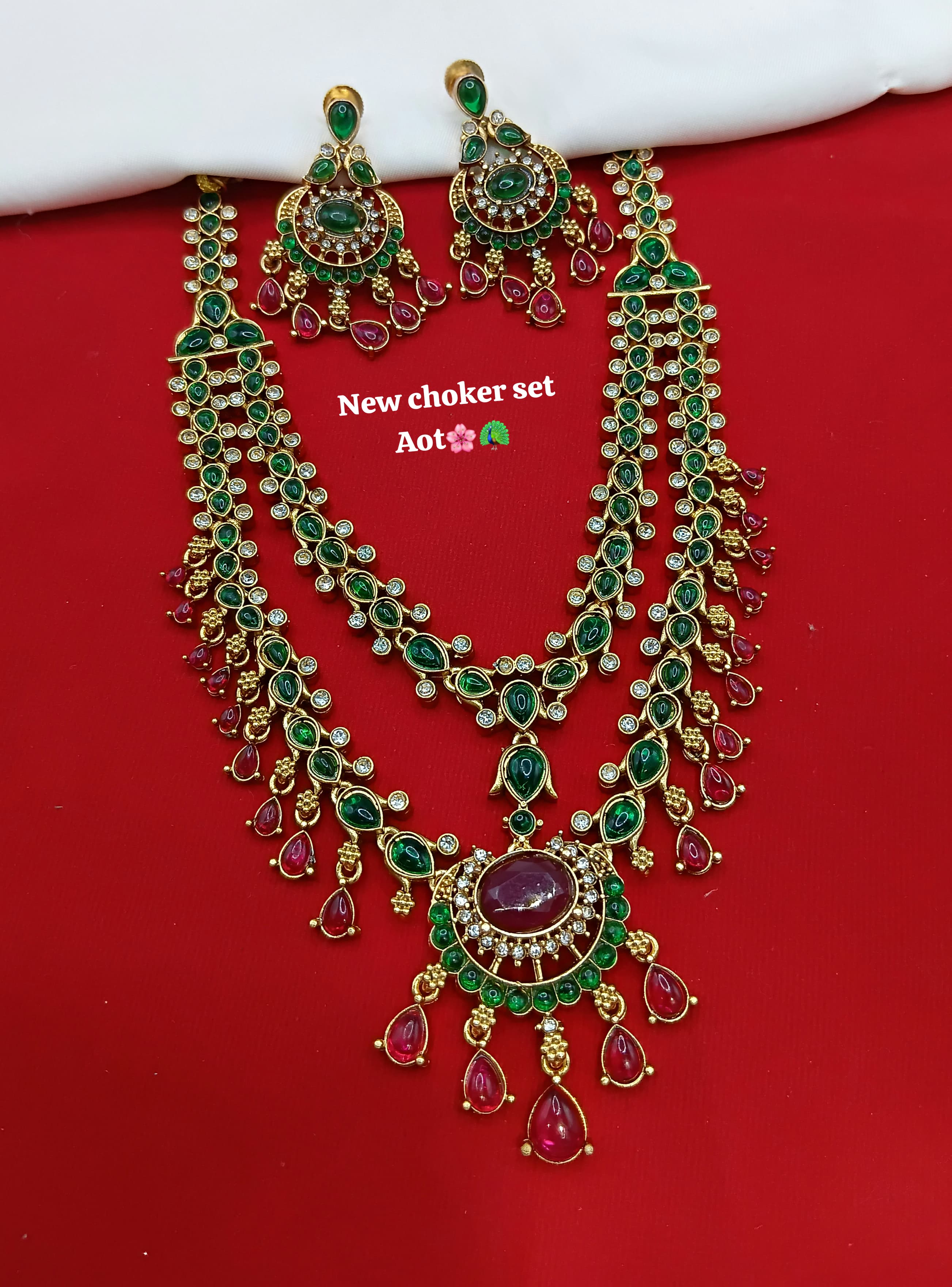 Traditional Temple Necklace Set with Earrings – South Indian Bridal Jewelry
