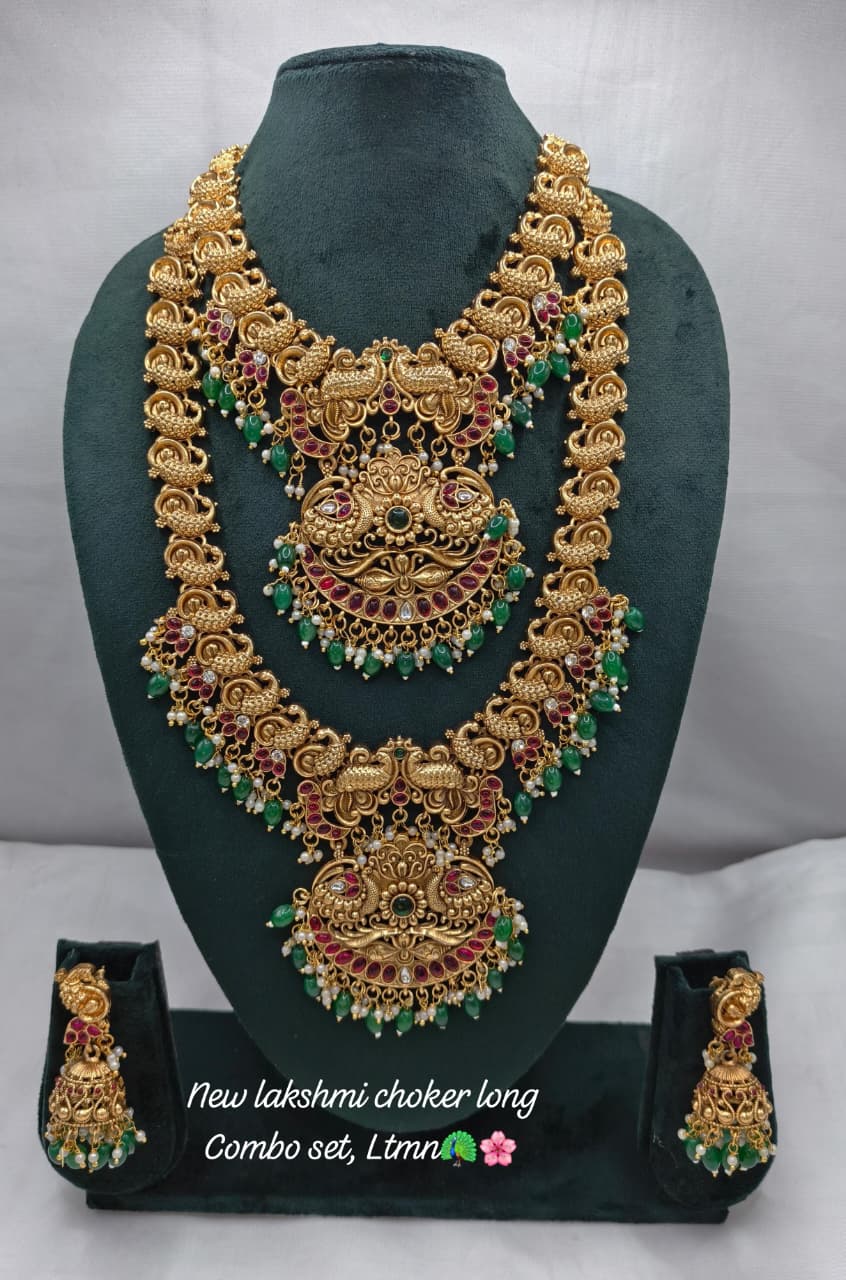 South Indian Peacock Haram Temple Jewellery Bridal Set