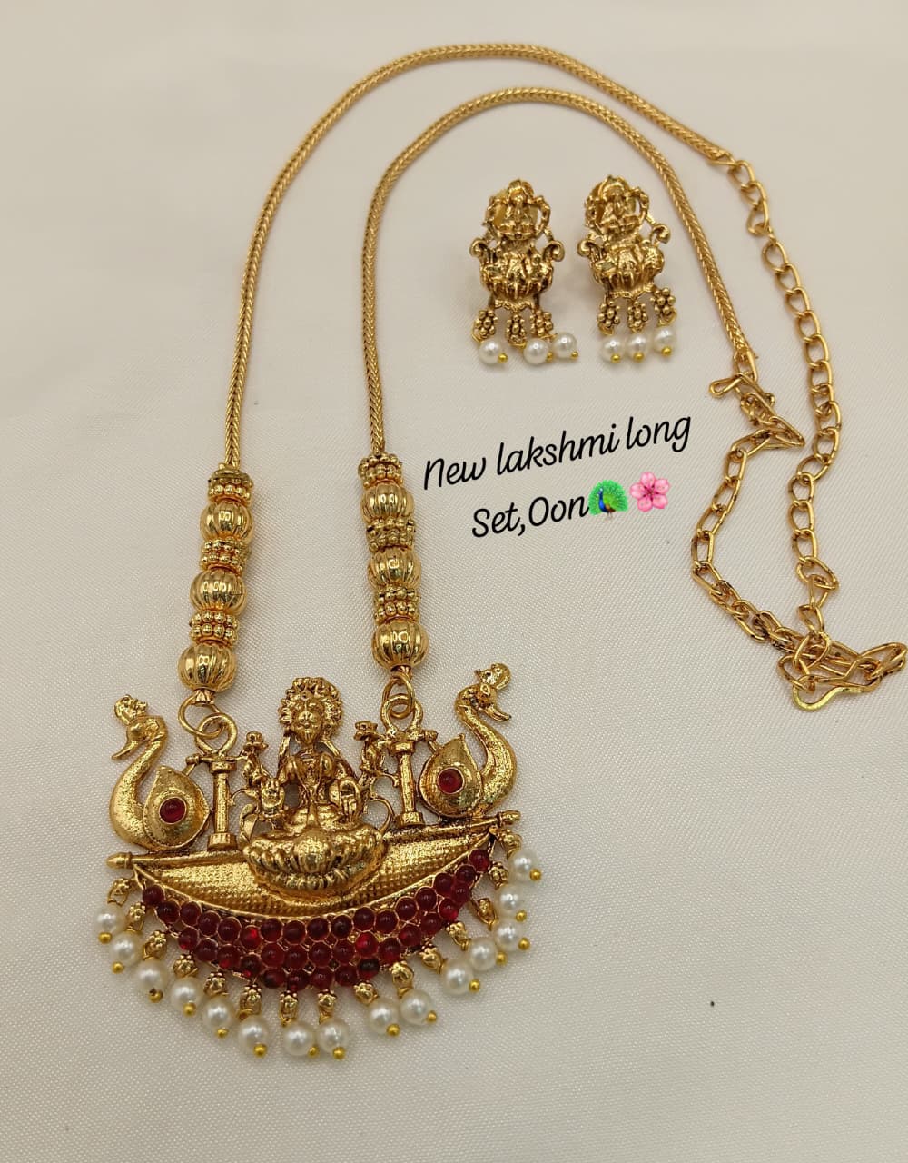 Temple Lakshmi Long Necklace Set