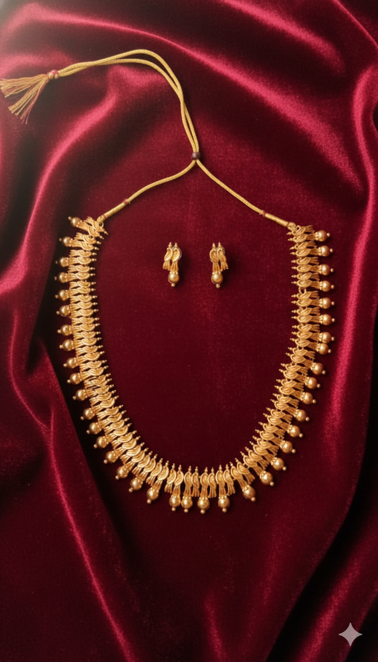 South Indian Jasmine Bud Motif Choker Necklace Set