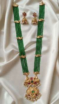 Traditional White Pearl Rani Haar Temple Jewellery Set
