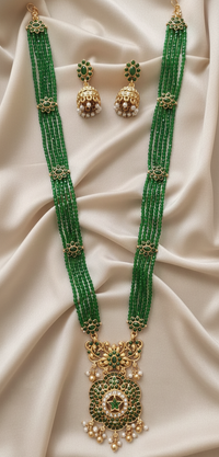 Sea Green Mint Rani Haar Temple Jewellery Set