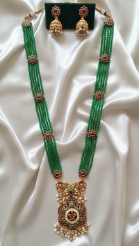 Sea Green Mint Rani Haar Temple Jewellery Set