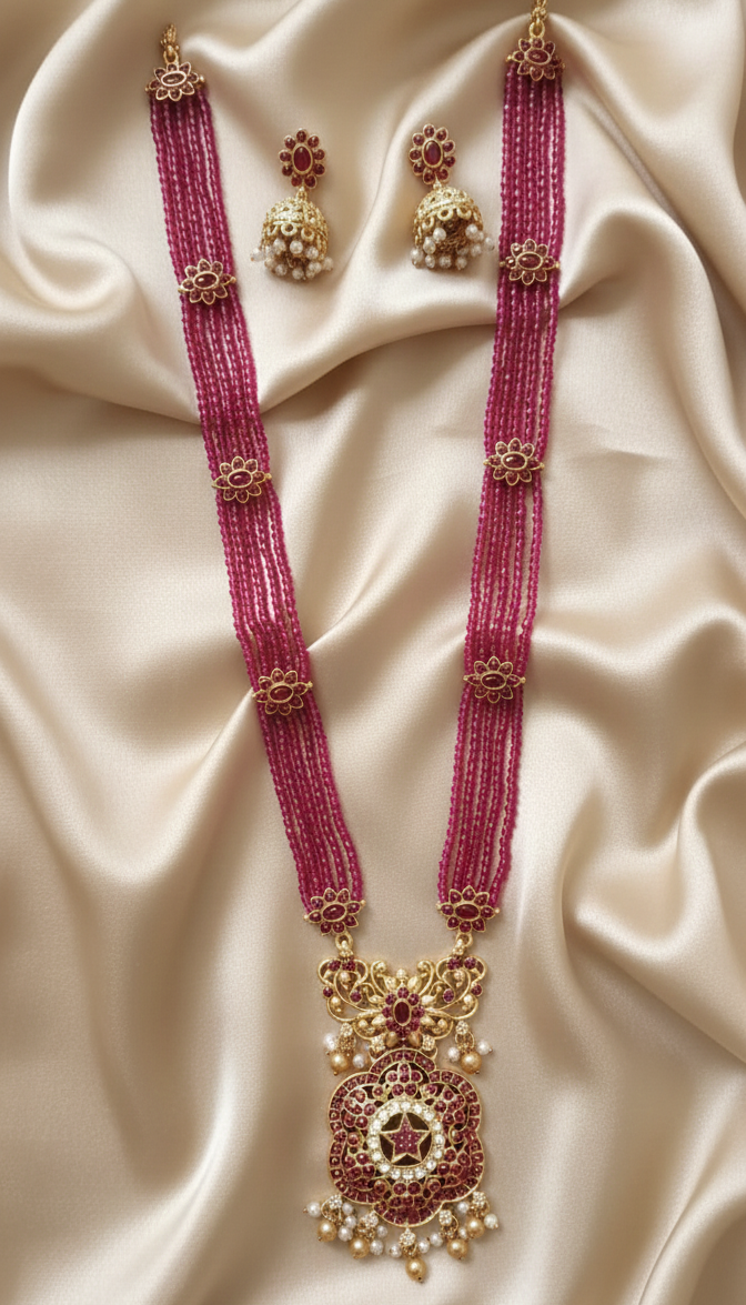 Sea Green Mint Rani Haar Temple Jewellery Set