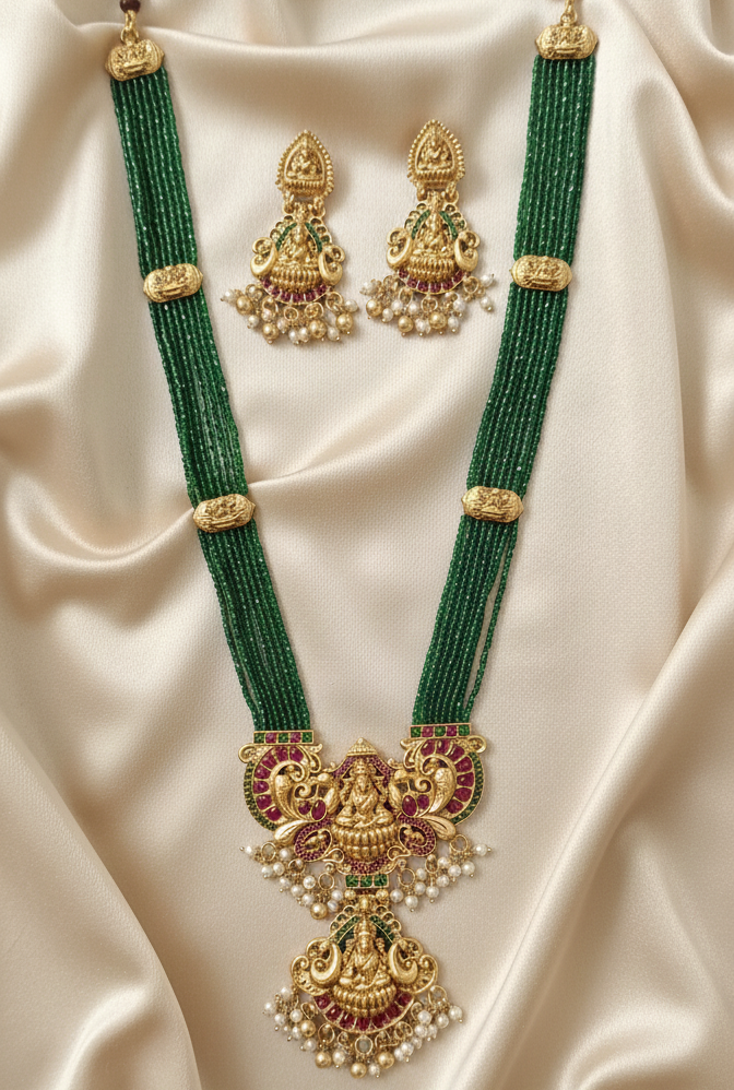 Traditional Goddess Lakshmi Long Necklace Set