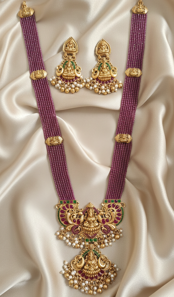 Traditional Goddess Lakshmi Long Necklace Set