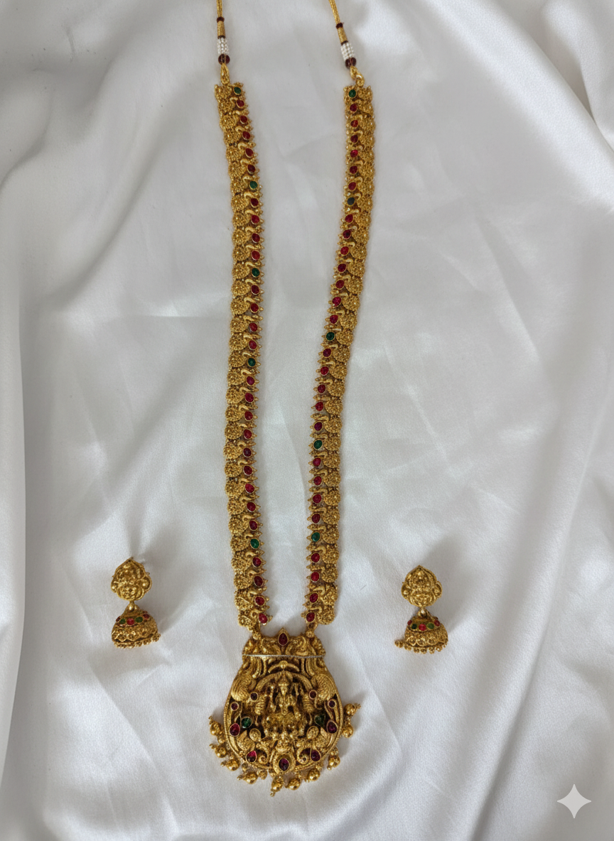 Antique Matte Gold Lakshmi Temple Jewellery Set