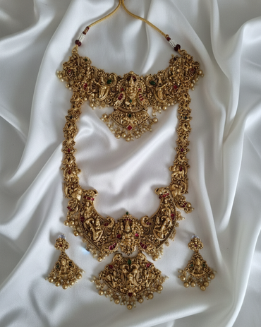 Antique Matte Gold Lakshmi Grand Bridal Combo Set
