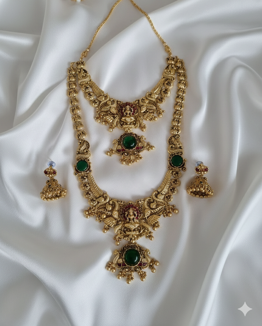 Traditional Lakshmi Temple Combo Goddess Lakshmi Bridal Set