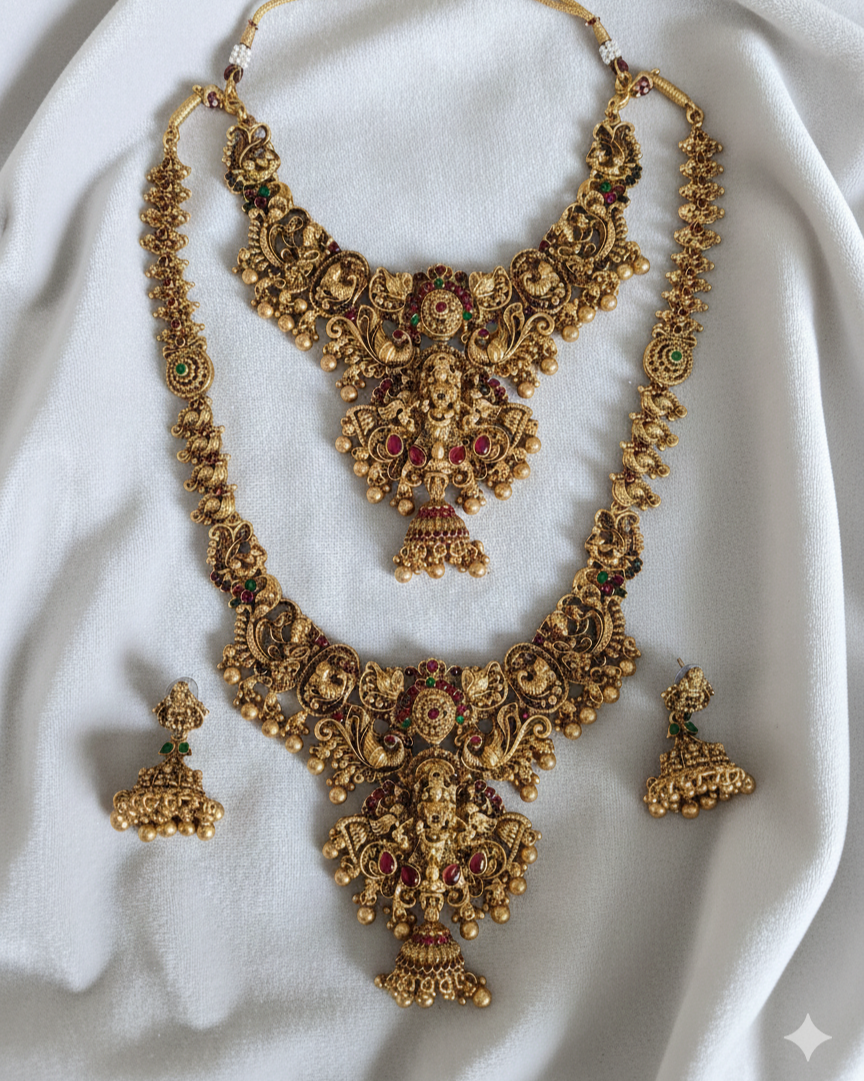 Traditional South Indian Nakshi Bridal Combo Set