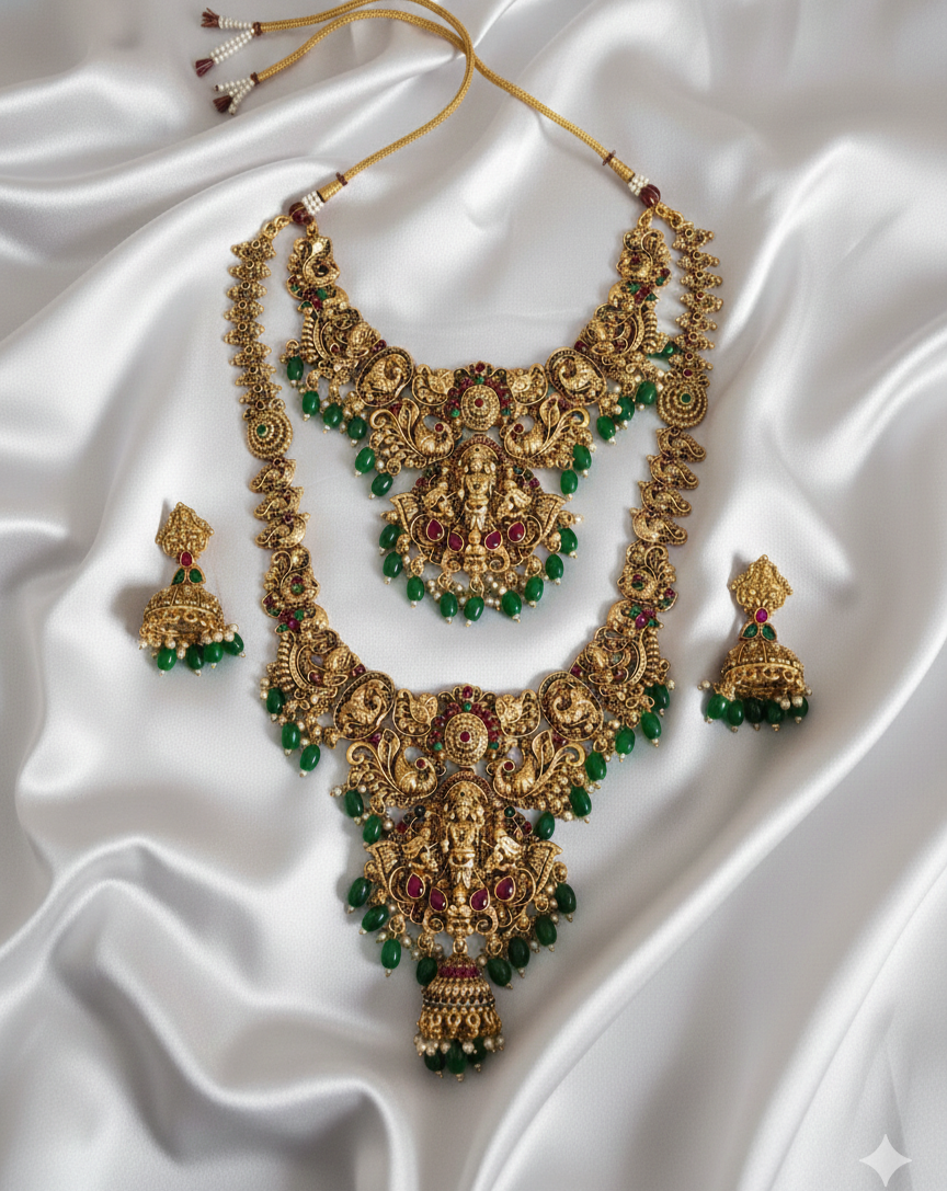 Traditional South Indian Nakshi Bridal Combo Set