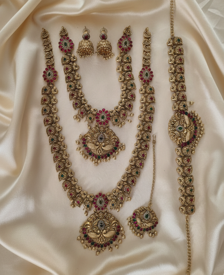 The Swarna Peacock Heritage Bridal Combo Set with Waist Belt