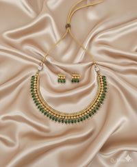 Gold Pladet Temple Jewelry Set Necklace with Matching Earring For Woman