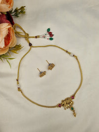 SUTHON GOLD FINISH ELEPHANT MOTIF NECKLACE SET WITH MATCHING STUDS