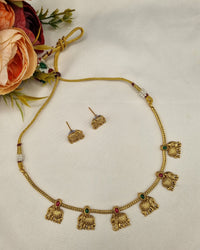 South Elephant Motif Necklace & Stud Earrings Set