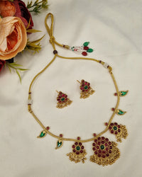 SOUTH STYLE FLORAL & LEAF CHARM NECKLACE SET