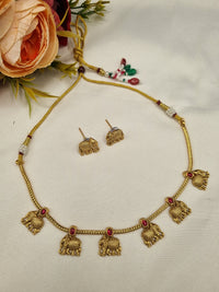 SUTHON STYLE ELEPHANT MOTIF CHARM NECKLACE SET