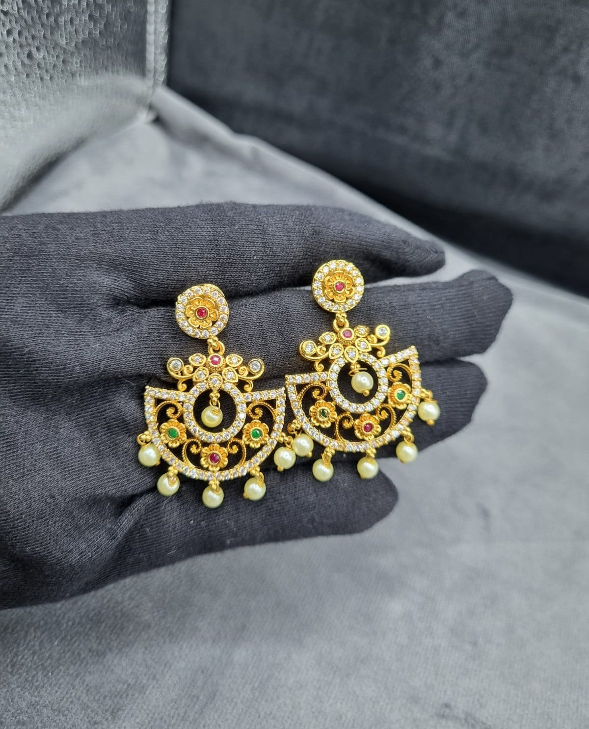 Traditional Gold-Tone Temple Earrings