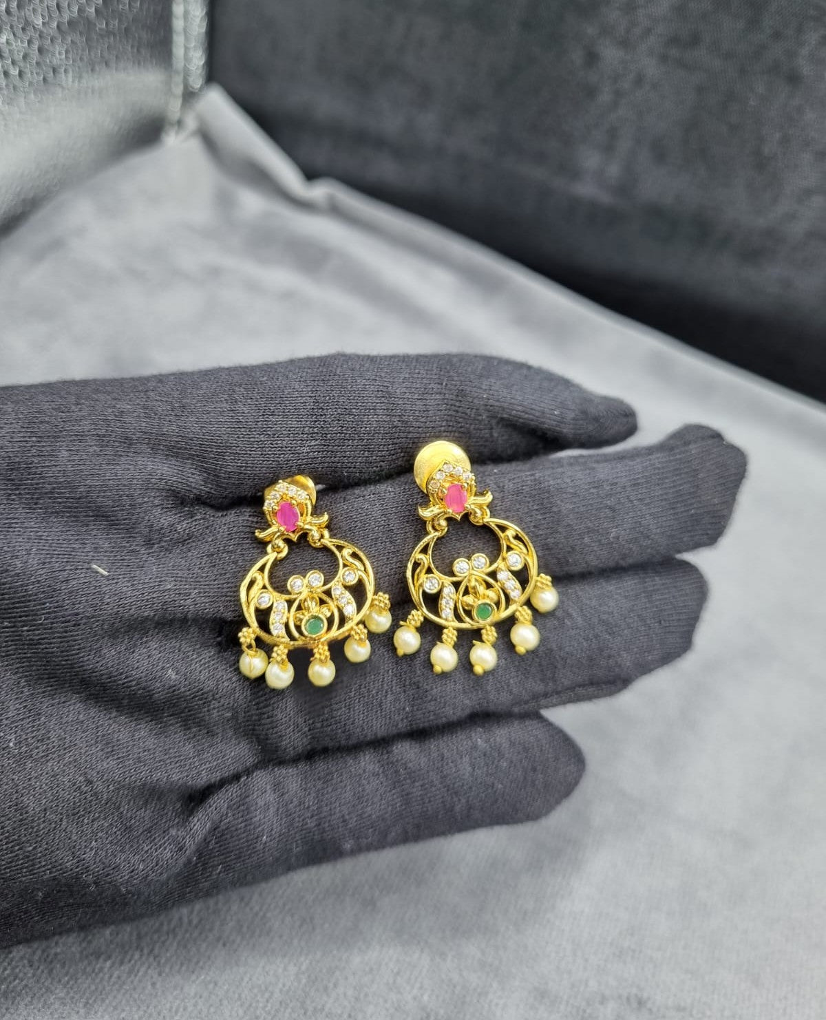 Ornate Floral Temple Earrings