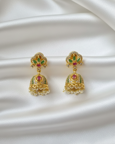 Traditional Ethnic Statement Earrings with Multi-Color