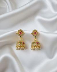 Traditional Ethnic Statement Earrings with Multi-Color