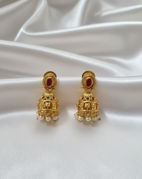 Traditional Ethnic Statement Earrings with Multi-Color