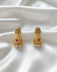 Traditional Ethnic Statement Earrings with Multi-Color