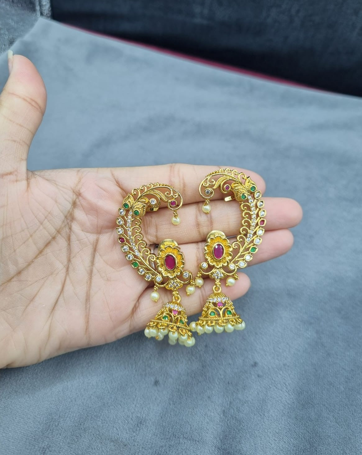 Vibrant Heritage" Antique Gold Ear Wraps