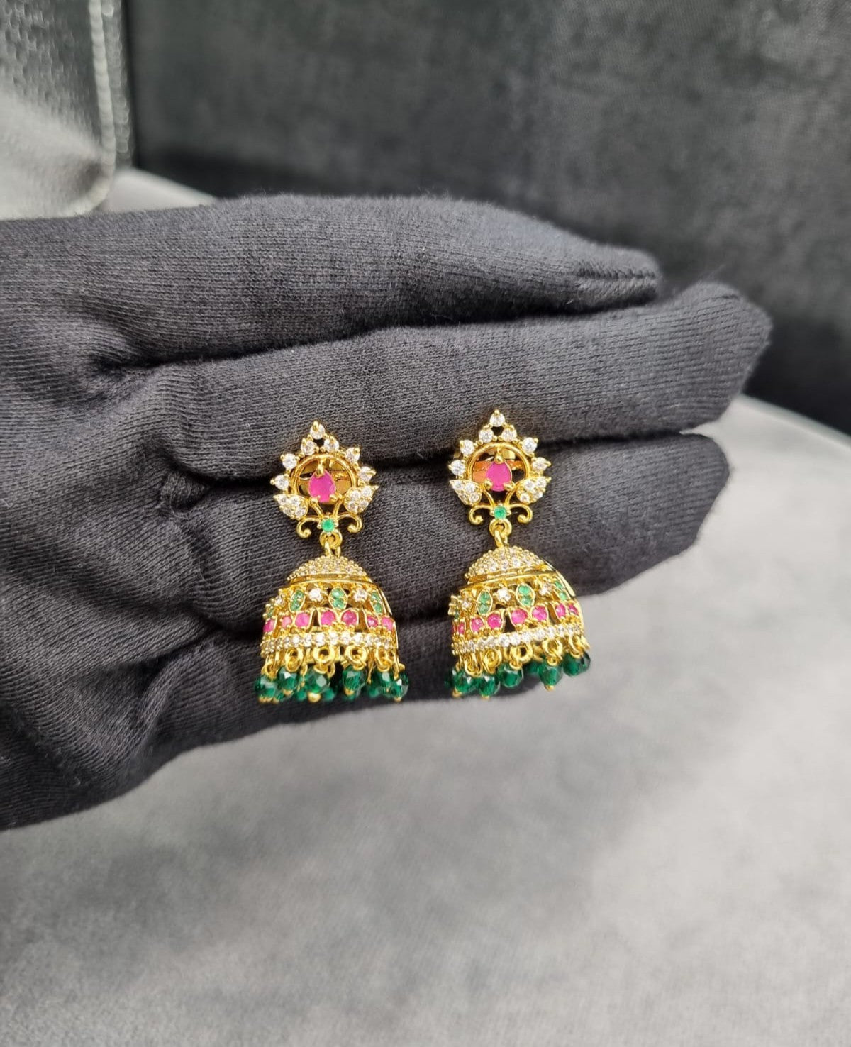 Heritage Emerald Temple Jhumkas