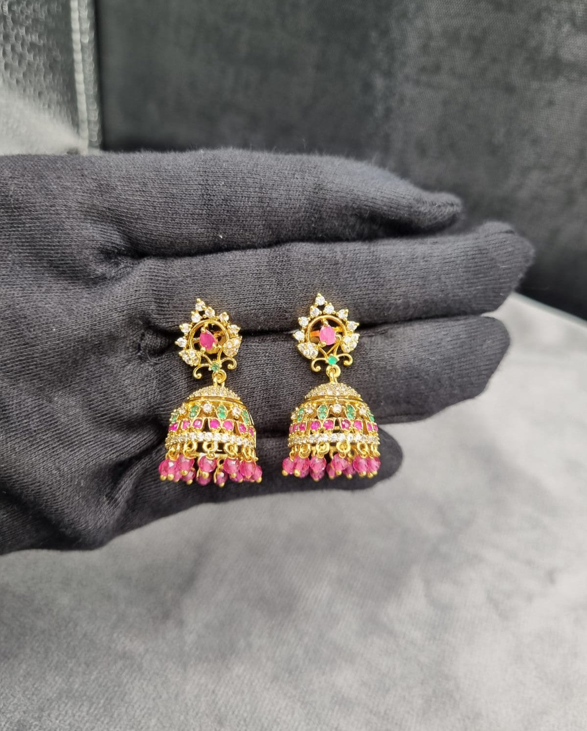 Heritage Emerald Temple Jhumkas