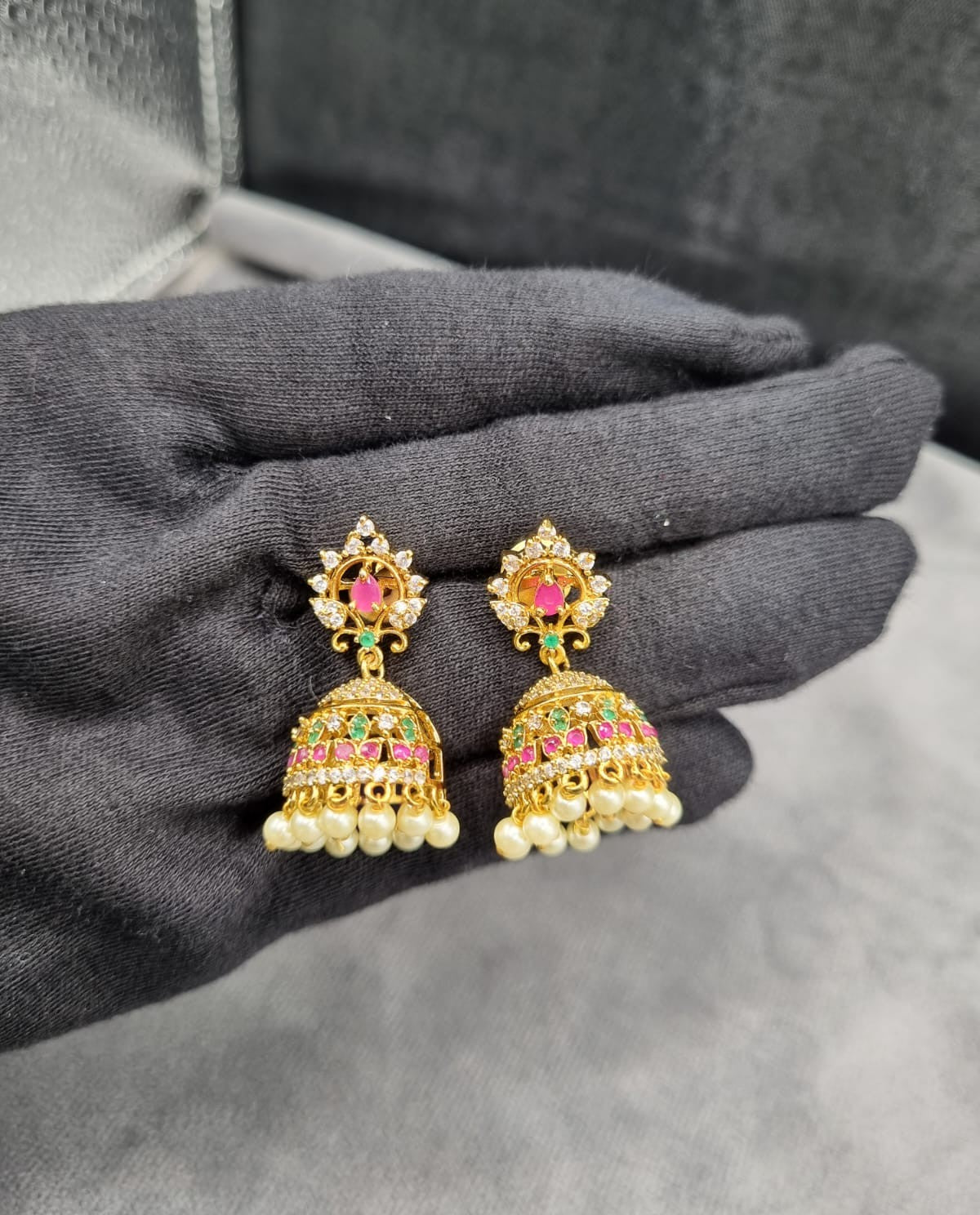 Heritage Emerald Temple Jhumkas