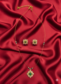 Gold-Plated Traditional Invisibale Square Pendant Necklace Set