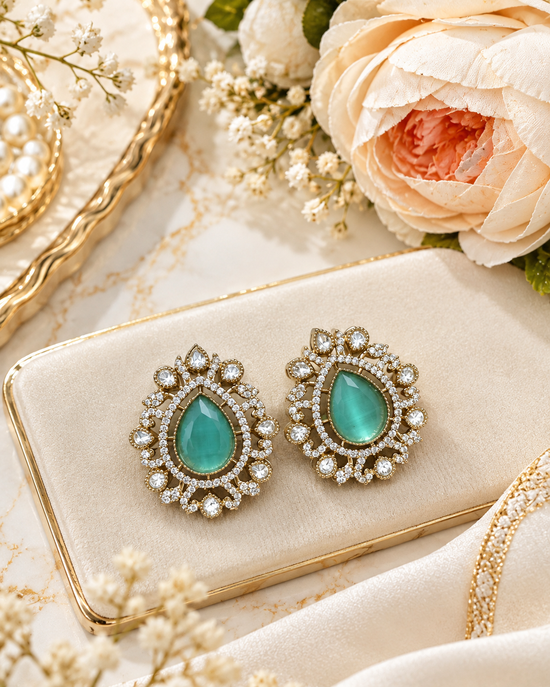 Elegant Statement Teardrop Stud Earrings for Festive Wear