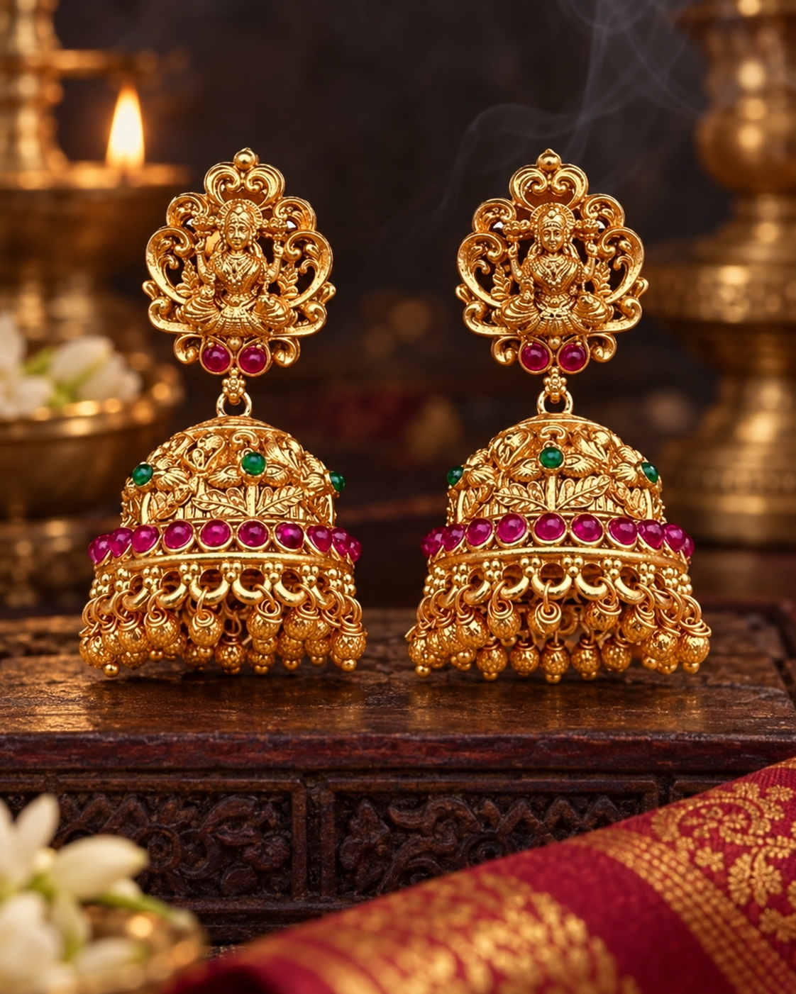 Traditional Goddess Lakshmi Jhumkas