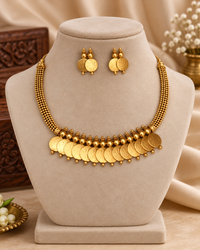Lakshmi Coin Temple Gold Necklace Set