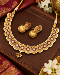 Vintage Matte Gold Copper Jewelry Set