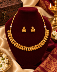 Premium Matte Finish Temple Choker with Matching Floral-Style Studs
